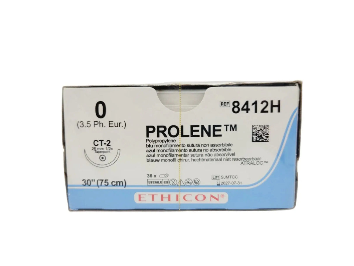 Ethicon 8412H 0 PROLENE BLUE 1X30" CT-2 Box of 36 Ethicon