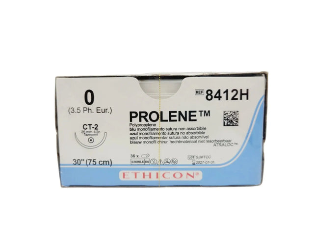 Ethicon 8412H 0 PROLENE BLUE 1X30" CT-2 Box of 36 Ethicon