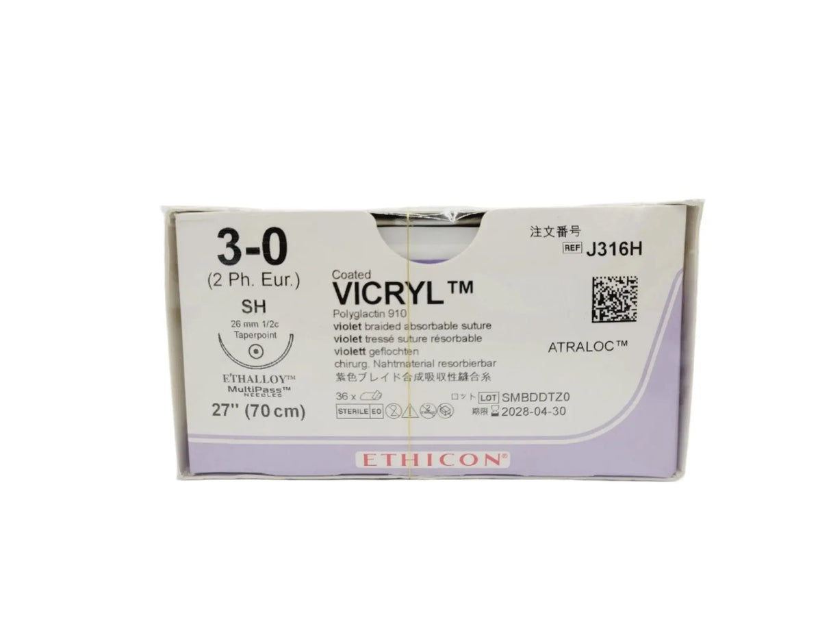 Ethicon J316H 3-0 COATED VICRYL VIOLET 1X27" SH Box of 36 Ethicon