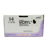 Ethicon J110T 3-0 COATED VICRYL UNDYED BRAIDED 1X18" Box of 24 Ethicon