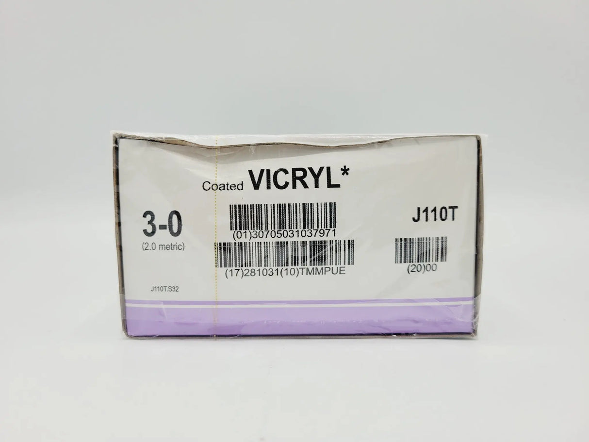 Ethicon J110T 3-0 COATED VICRYL UNDYED BRAIDED 1X18" Box of 24 Ethicon