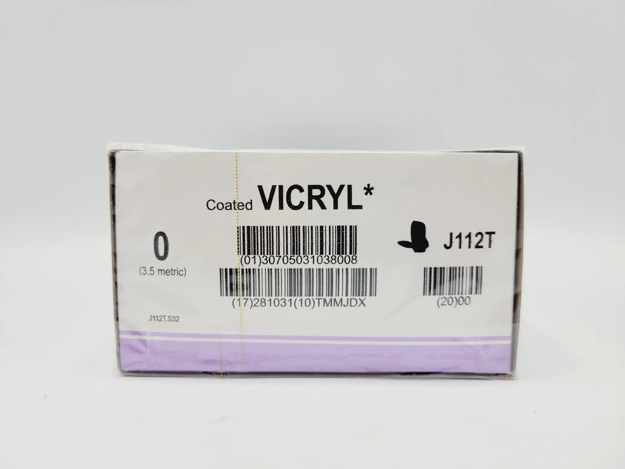 Ethicon J112T 0 COATED VICRYL 1X18" UNDYED Box of 24 Ethicon