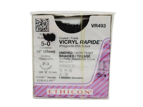 Ethicon VR493 5-0 VICRYL RAPIDE UNDYED 1X18" P-3 MULTIPASS Box of 12 Ethicon