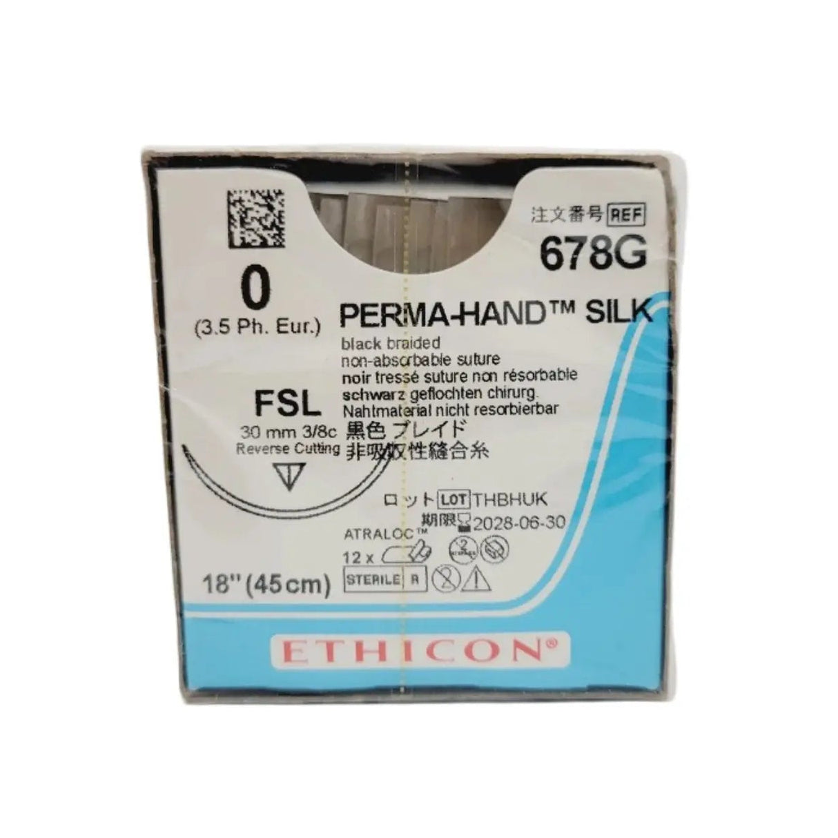 Ethicon 678G 0 PERMA-HAND BLACK 1X18" FSL Box of 12 Ethicon