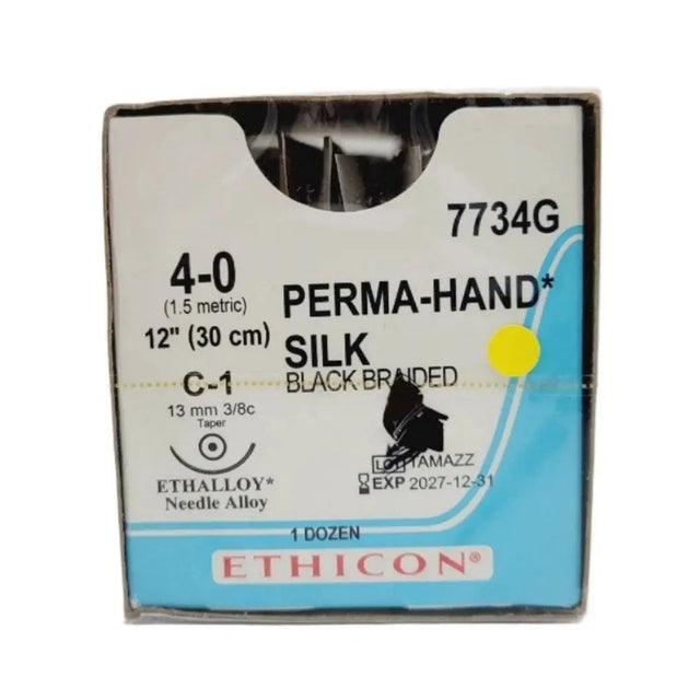 Ethicon 7734G 4-0 PERMA HAND BLACK 1X12" C-1 Box of 12 Ethicon