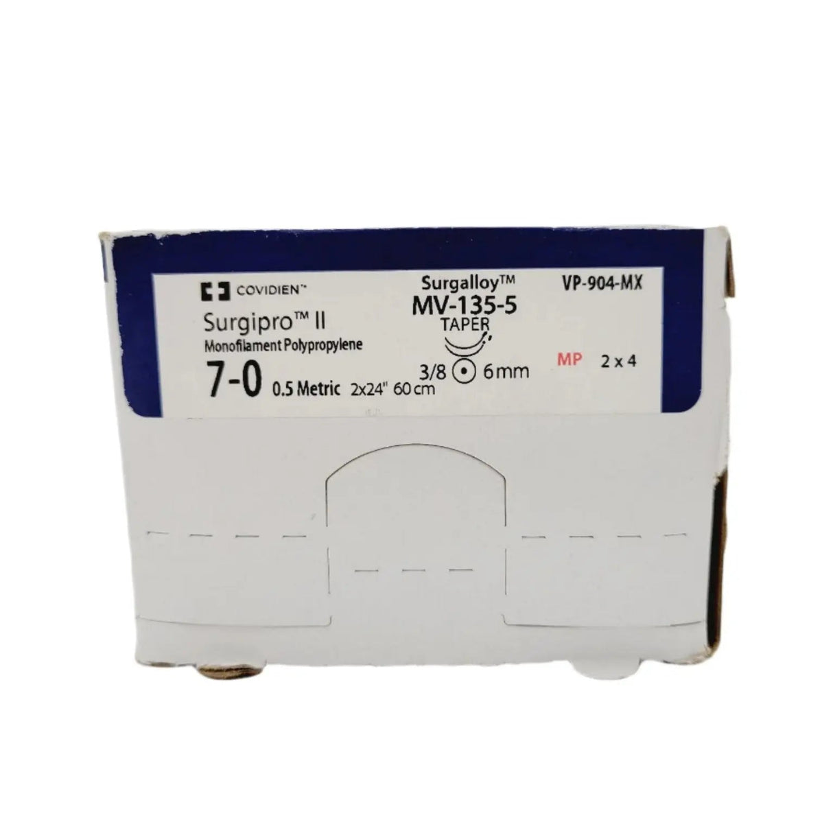Covidien VP-904-MX Surgipro II 7-0 2X24" MV-135-5 BLUE Box of 12 Covidien