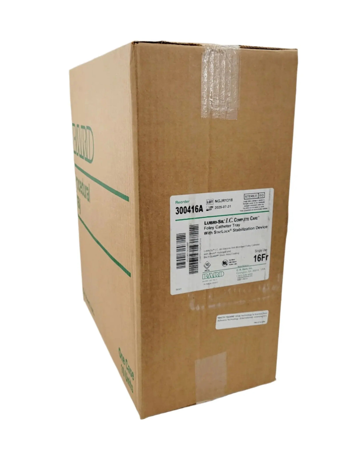 Bard 300416A Lubri-Sil I.C. Complete Care 16Fr. Foley Catheter Tray Case of 10 Bard