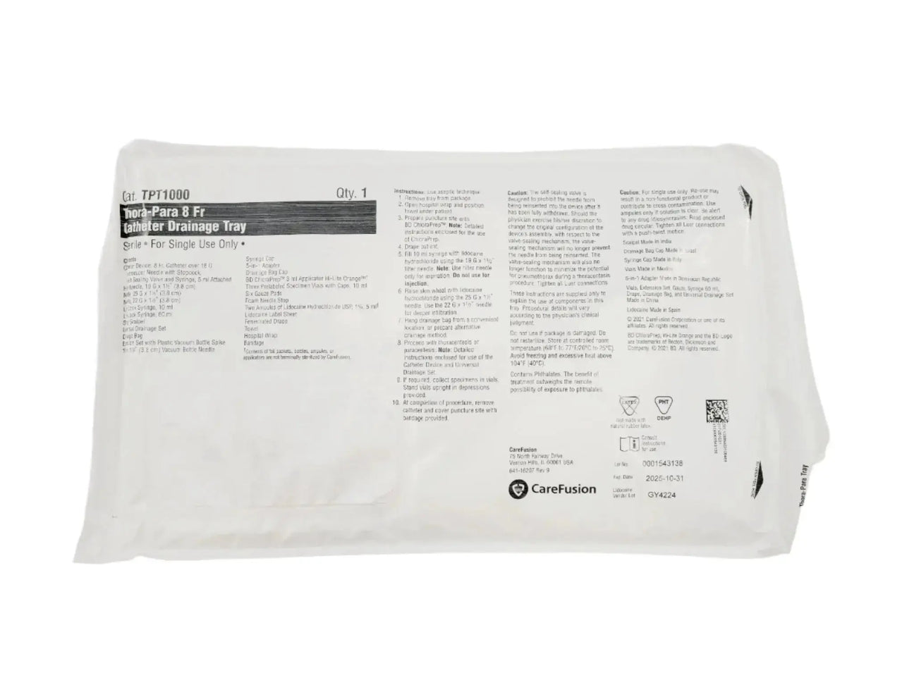 BD Carefusion TPT1000 Thora-Para Catheter Drainage Tray, 8Fr. CS/6 Carefusion