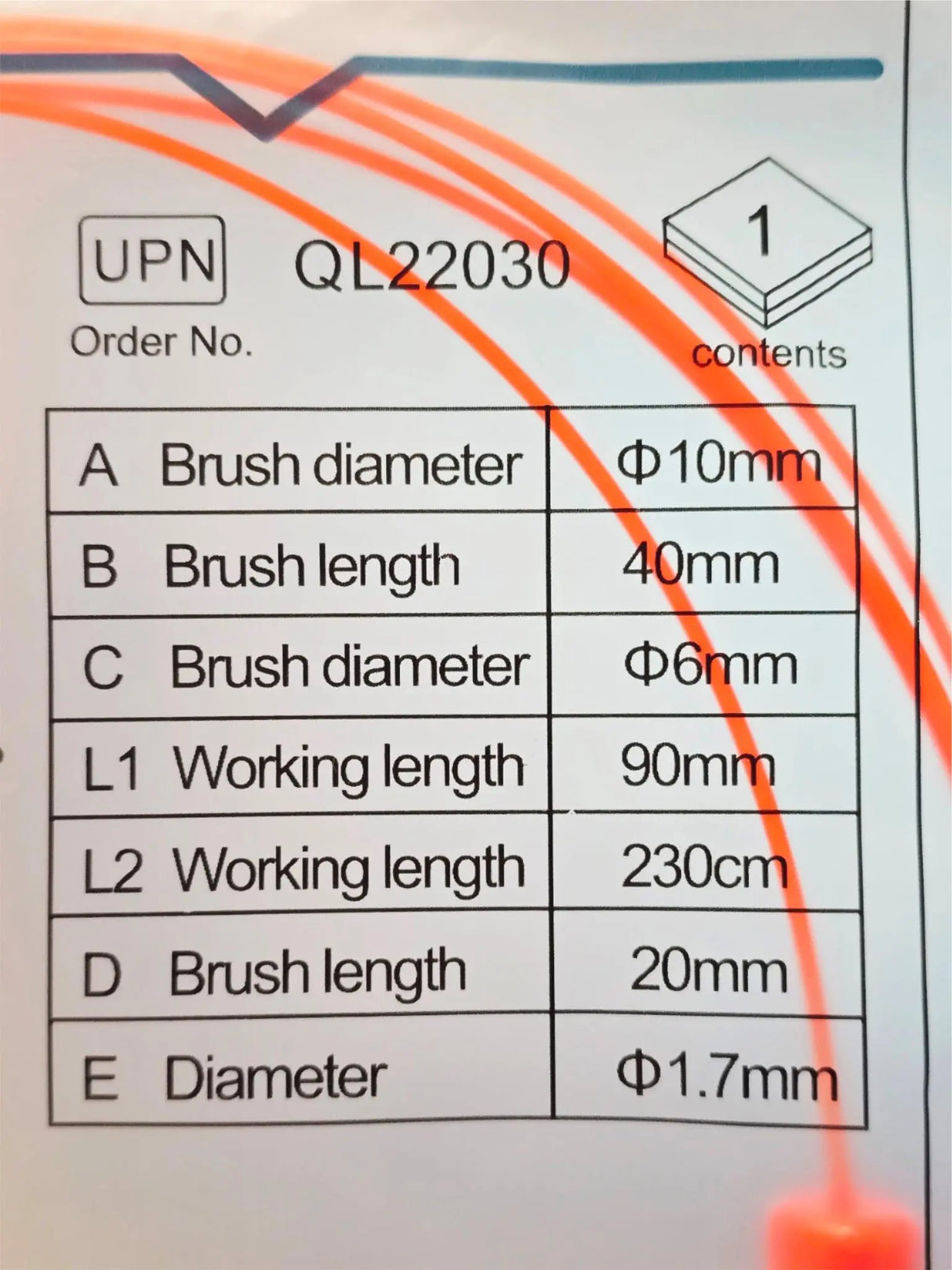 Micro-Tech MDBR1B0015A Single Ended Channel and Attached Valve Brush 40mm Micro-Tech