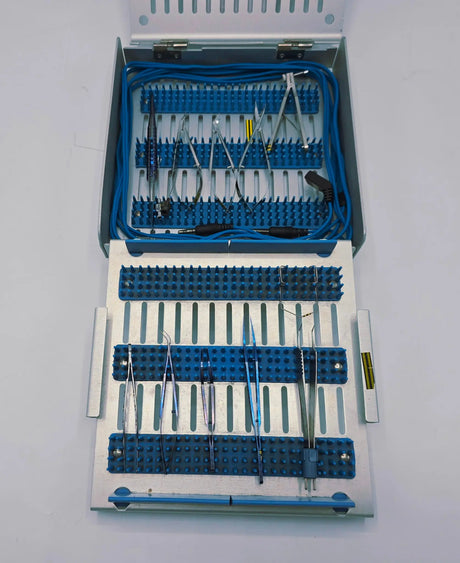 Ophthalmic Surgical Set w/ Case Various Manufacturers Set of 14 Unbranded