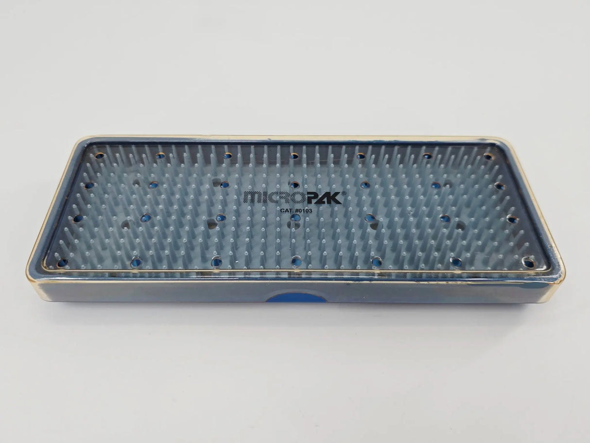 MicroPak 0103 Delicate Instrument Sterilization Tray w/ Lid 8-1/4" x 3-1/4" x 1" MicroPak