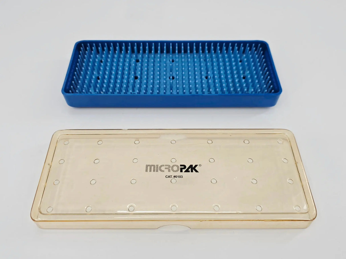 MicroPak 0103 Delicate Instrument Sterilization Tray w/ Lid 8-1/4" x 3-1/4" x 1" MicroPak
