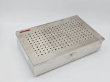 Stainless Steel Perforated Instrument Sterilization Tray w/ Hinged Lid 15x9x4 Primis Medical