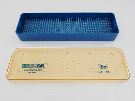 MicroPak 0112 Riley Instrument Sterilization Tray w/ Lid 2-1/2" x 9-3/4" x 1" Primis Medical