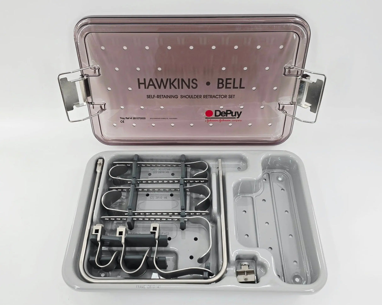 DePuy Hawkins Bell Self-Retaining Shoulder Retractor Instrument Set w/ Case Primis Medical