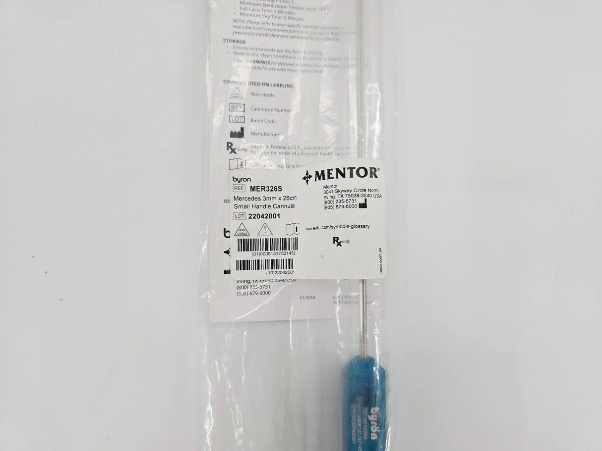 Mentor Byron MER326S Mercedes 3mm x 26cm Small Handle Liposuction Cannula Primis Medical