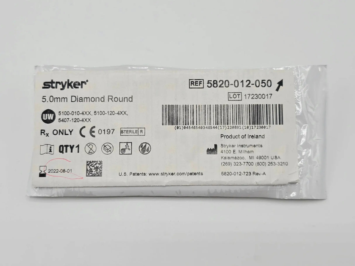 Stryker 5820-012-050 5.0mm Fine Diamond Round Bur Primis Medical