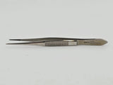 Storz E1404 Straight Heavy Serrated Dressing Forceps Ophthalmology 4" Primis Medical