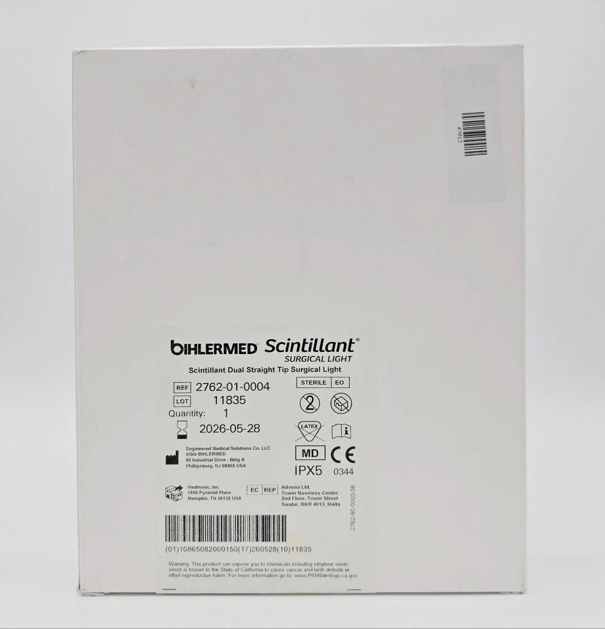 Medtronic 2762-01-0004 Bihlermed Scintillant Dual Straight Tip Surgical Light Primis Medical