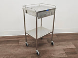 Pedigo SG-80-SS Stainless Steel Utility Cart w/ Shelf Drawer & Rail Primis Medical