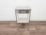 Pedigo SG-80-SS Stainless Steel Utility Cart w/ Shelf Drawer & Rail Primis Medical