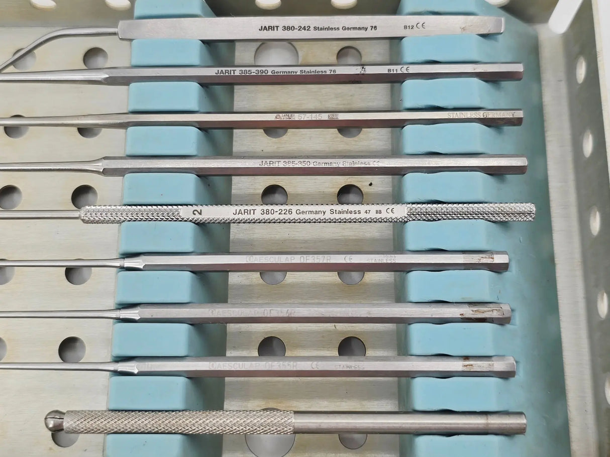ENT Microsurgery 10-Piece Instrument Set w/ Tray Jarit Aesculap Ambler Surgical Primis Medical