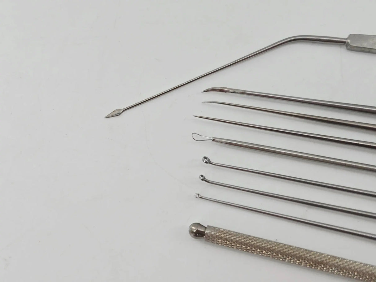 ENT Microsurgery 10-Piece Instrument Set w/ Tray Jarit Aesculap Ambler Surgical Primis Medical