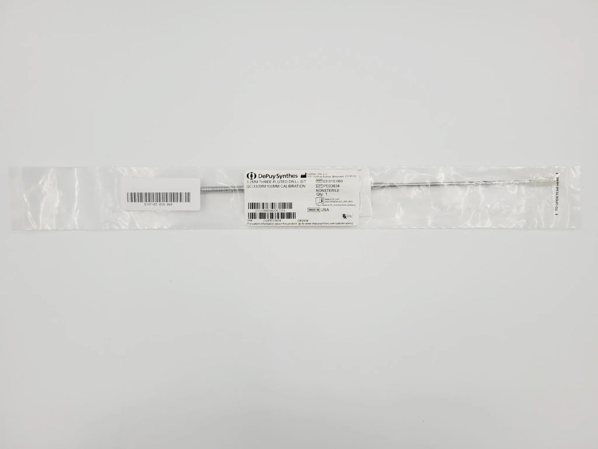 Synthes 03.010.060 Three Fluted Quick Connect Drill Bit 3.2mm Orthopedic 13" Synthes