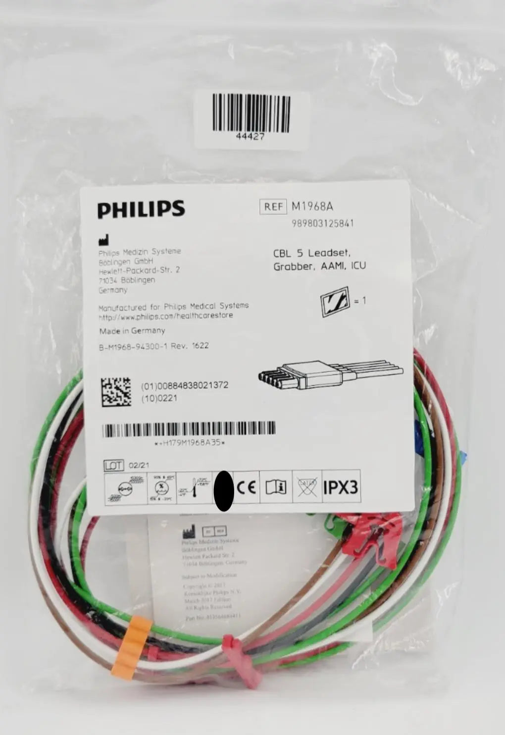 Philips M1968A 5 Lead Grabber Leadset AAMI ICU Cable 5.2" NEW Primis Medical