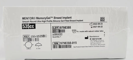 Mentor 350-5535BC Memory Gel Ultra High Breast Implant 535cc Mentor