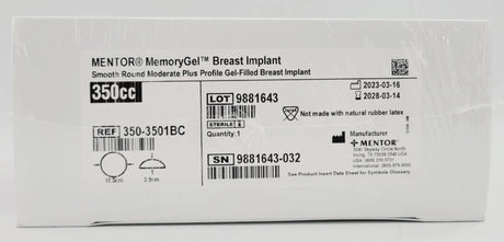Mentor 350-3501BC Memory Gel Moderate Plus Breast Implant 350cc Mentor
