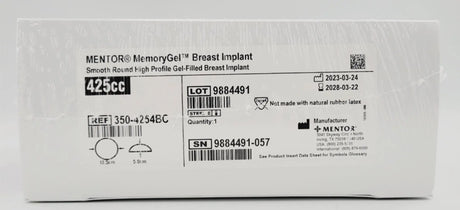 Mentor 350-4254BC Memory Gel High Profile Gel Breast Implant 425cc Mentor