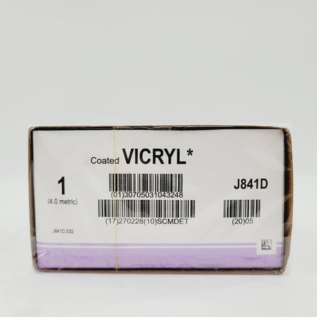 Ethicon J841D 1 Coated VICRYL UNDYED 1X18" CT-1 36mm Box of 12 Ethicon