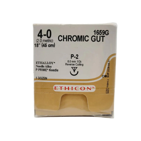 Ethicon 1659G 4-0 CHROMIC GUT BROWN 1X18" P-2 Box of 12 Ethicon