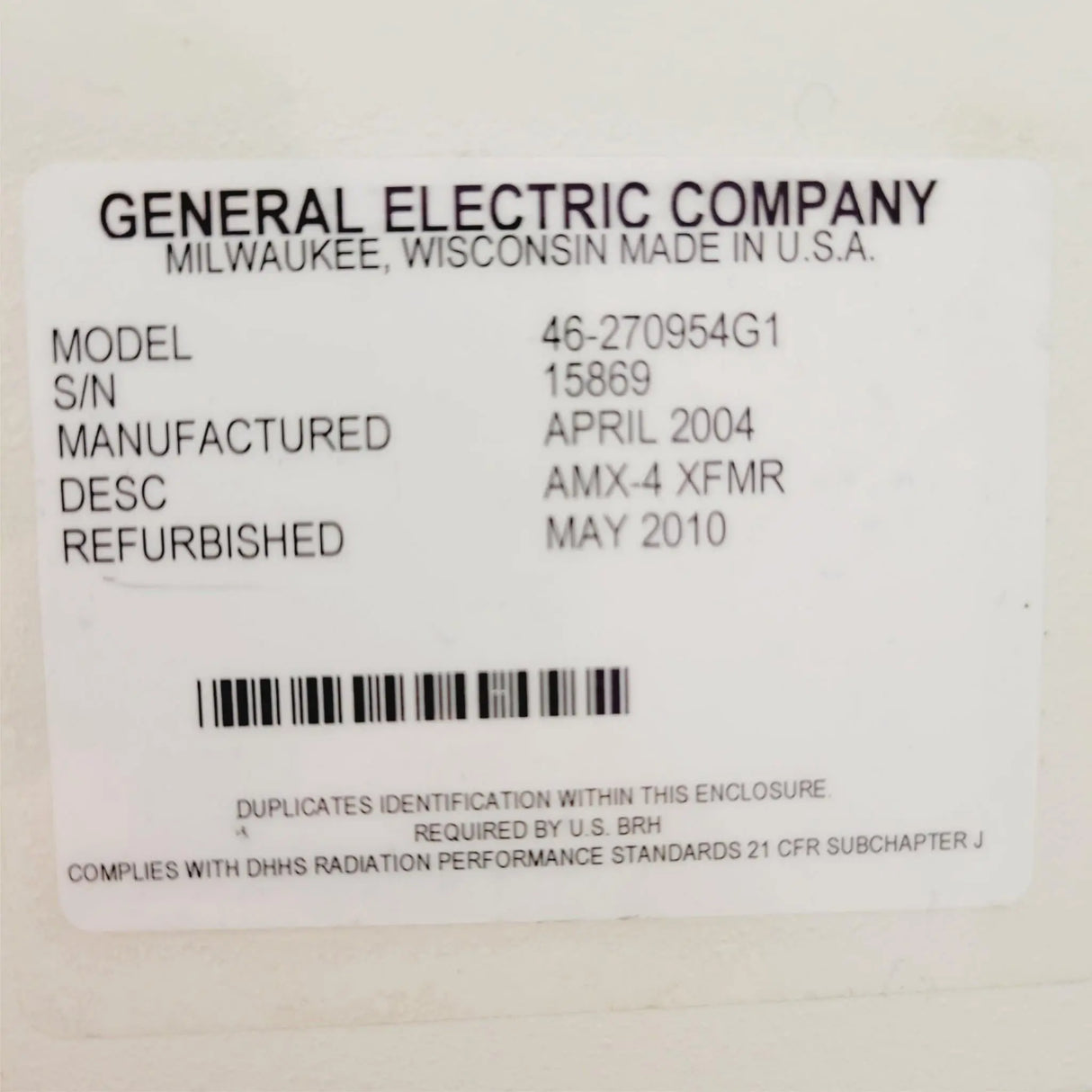 GE AMX 4 Plus Portable Mobile X-Ray Machine 46-270954G1 GE Refurb 2010 GE