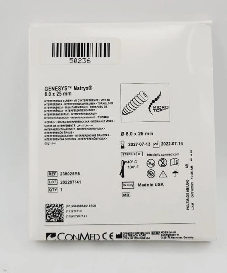 ConMed 238025M5 Genesys Matryx Interference Screw 8 X 25mm ConMed