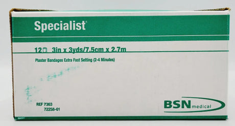 BSN Medical 7363 Specialist Plaster Bandages  X-Fast Setting 3" x 3yds 12 Rolls BSN