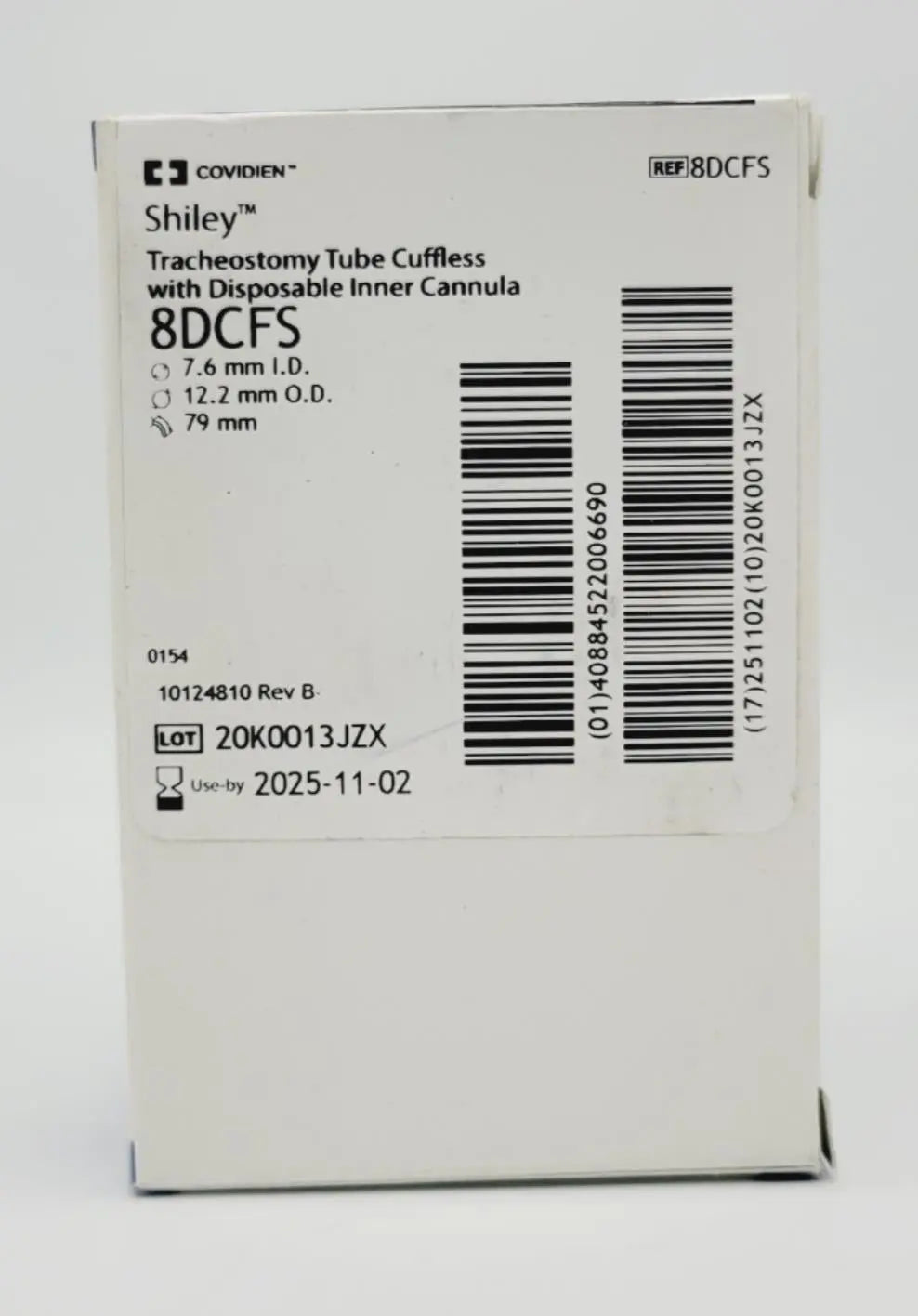 Covidien 8DCFS Shiley Tracheostomy Tube Cuffless w/ Disposable Inner Cannula Covidien