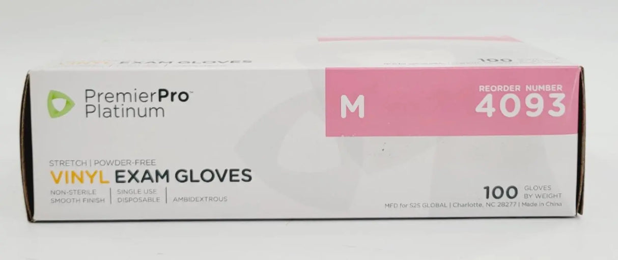 PremierPro Platinum Stretch Vinyl Exam Gloves 4093 Medium 1000/CS PremierPro