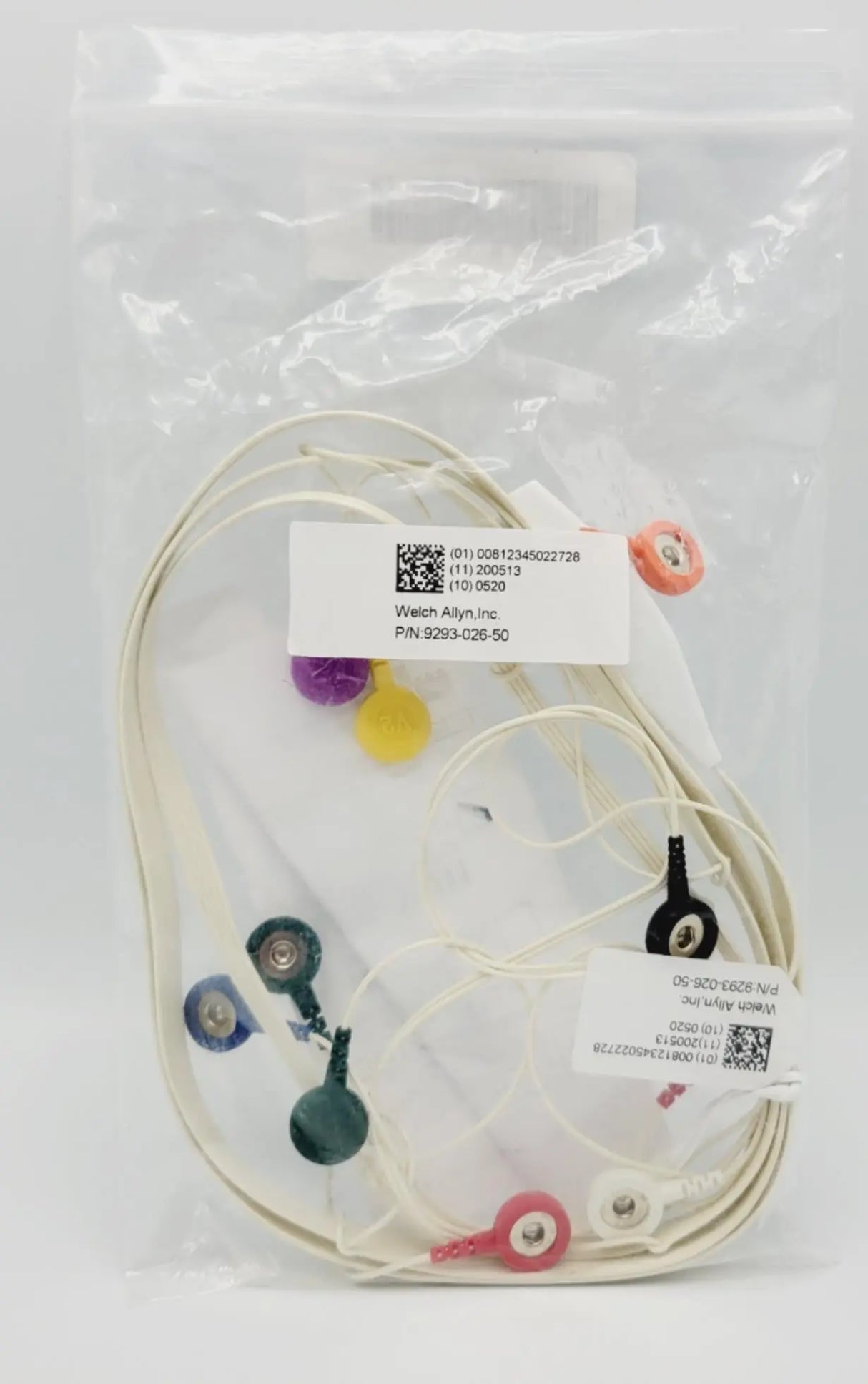 Welch Allyn 9293-026-50 12 Lead 10 Wire AHA Lead Wire Set XL Snap Connectors Welch Allyn