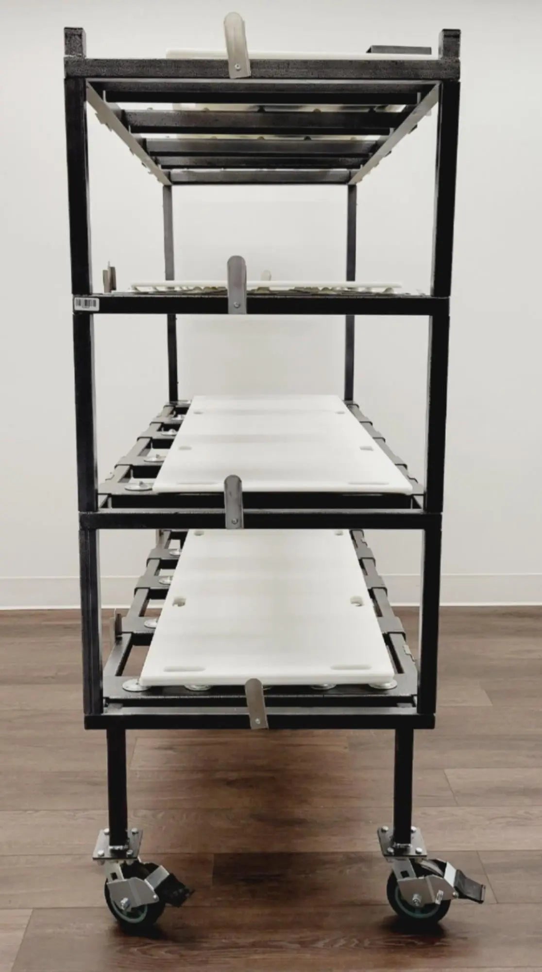 4 Tier 1174-X Multi-Directional Loading Mortuary Roller Rack w/ Transfer Boards Unbranded