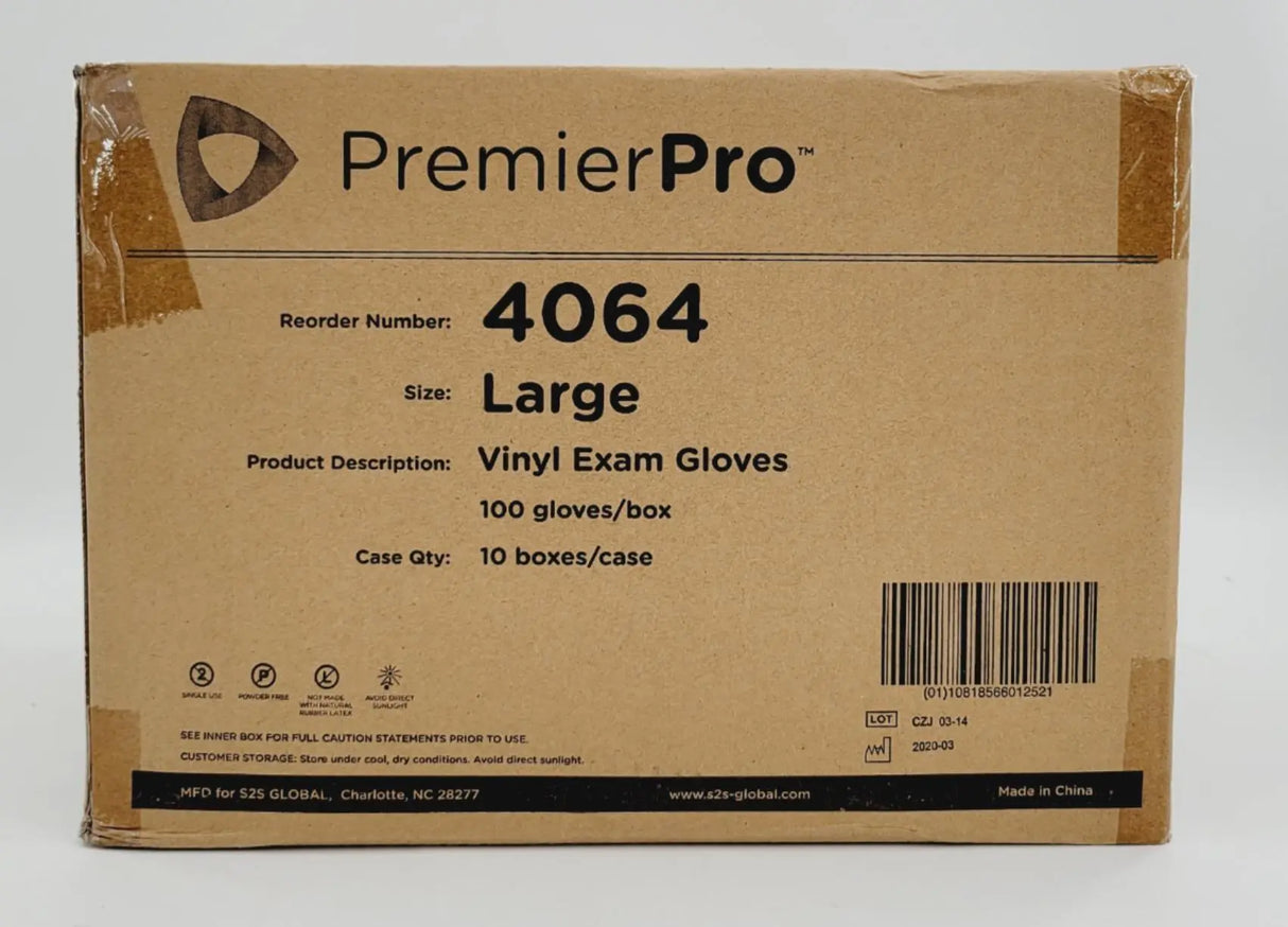 PremierPro Platinum Stretch Vinyl Exam Gloves 4064 Large 1000/CS PremierPro