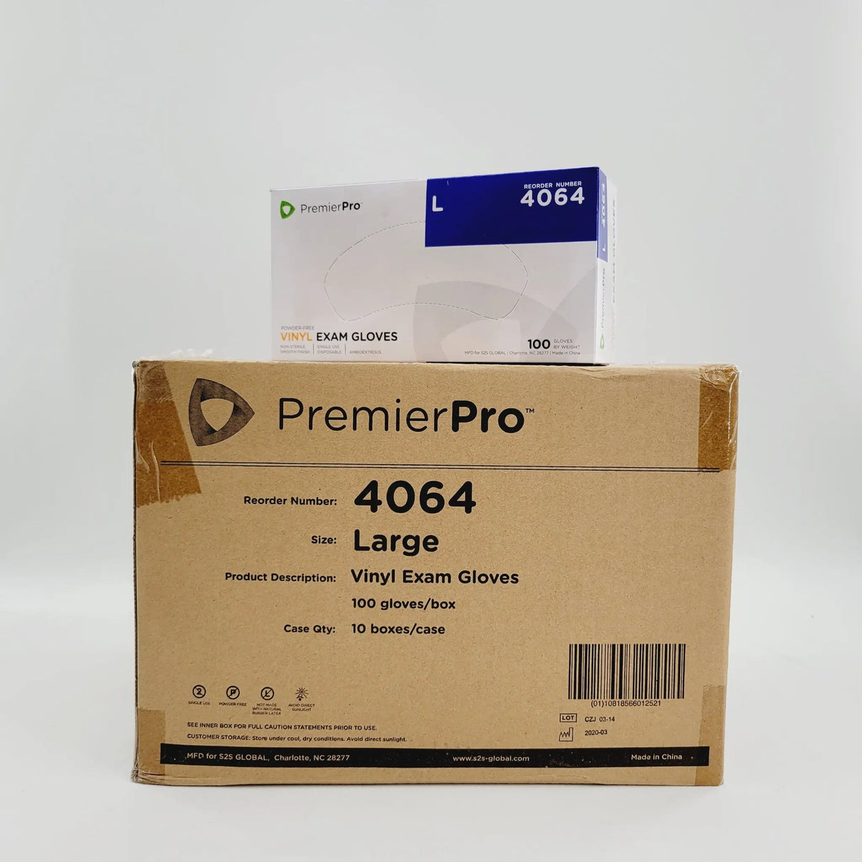 PremierPro Platinum Stretch Vinyl Exam Gloves 4064 Large 1000/CS PremierPro