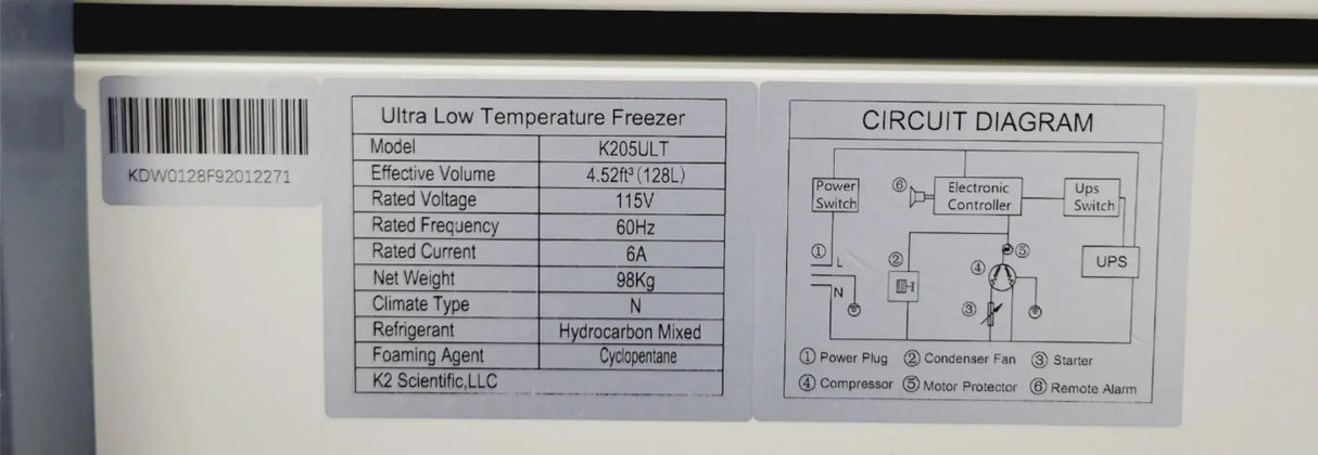 K2 Scientific Ultra Low Temperature Chest Freezer 5 cu ft K205ULT Certified K2 Scientific