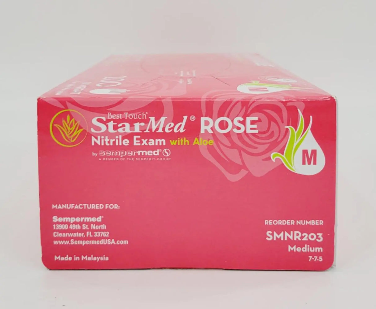 Sempermed SMNR203 Best Touch StarMed Rose Nitrile Examination Gloves Medium CS/2000 Sempermed