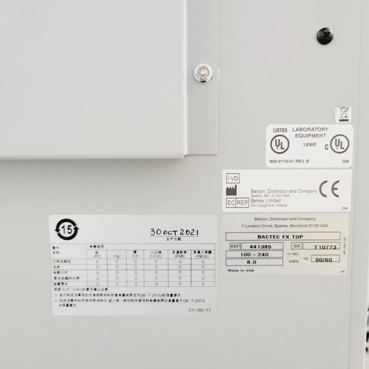 BD 441385 Bactec FX Top & Bottom 441386 Blood Culture System Version 720A BD