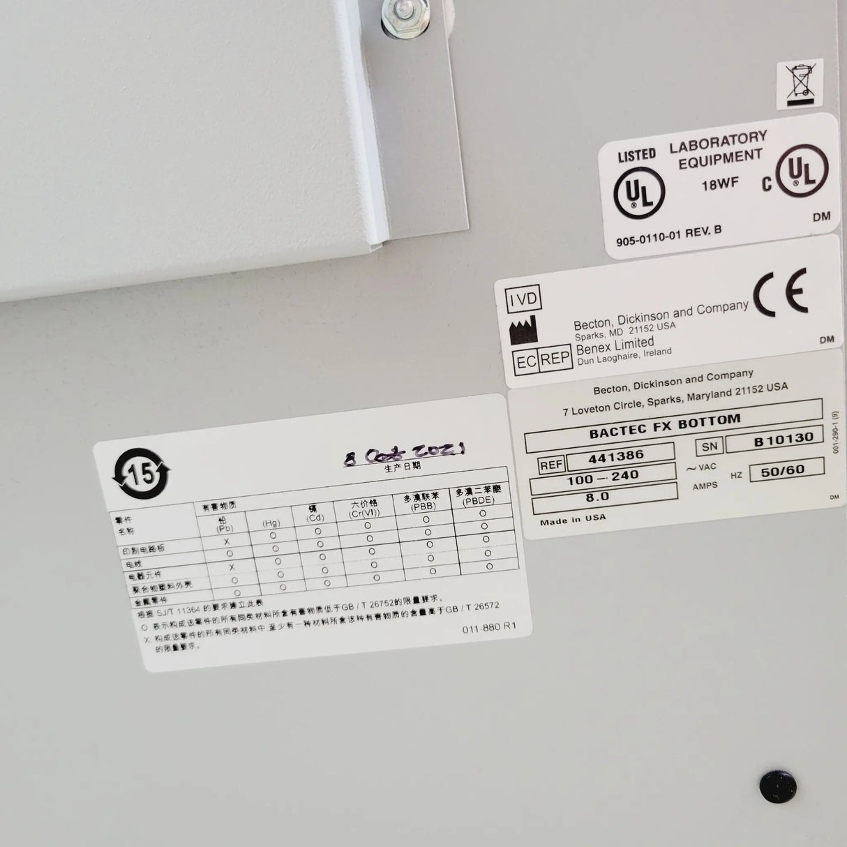 BD 441385 Bactec FX Top & Bottom 441386 Blood Culture System Version 720A BD