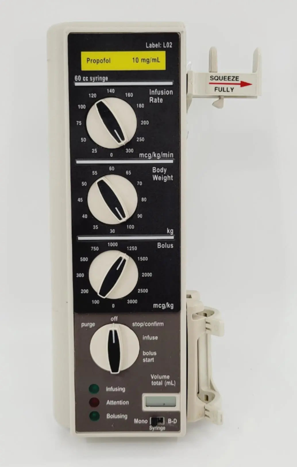 Baxter Infus OR Pump with Pole Clamp and Propofol Label Certified Baxter