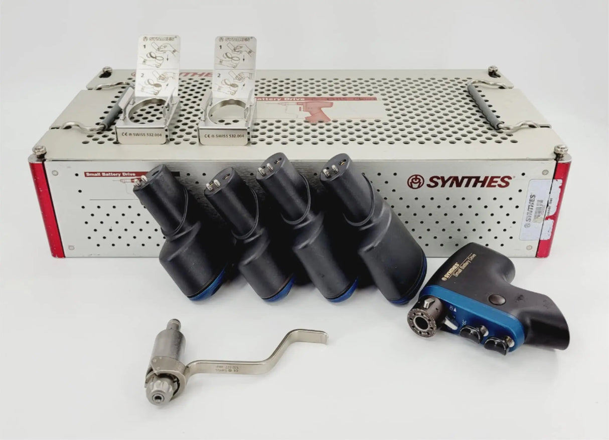 Synthes Small Battery Driver Set with Sterilization Case Orthopedic Synthes
