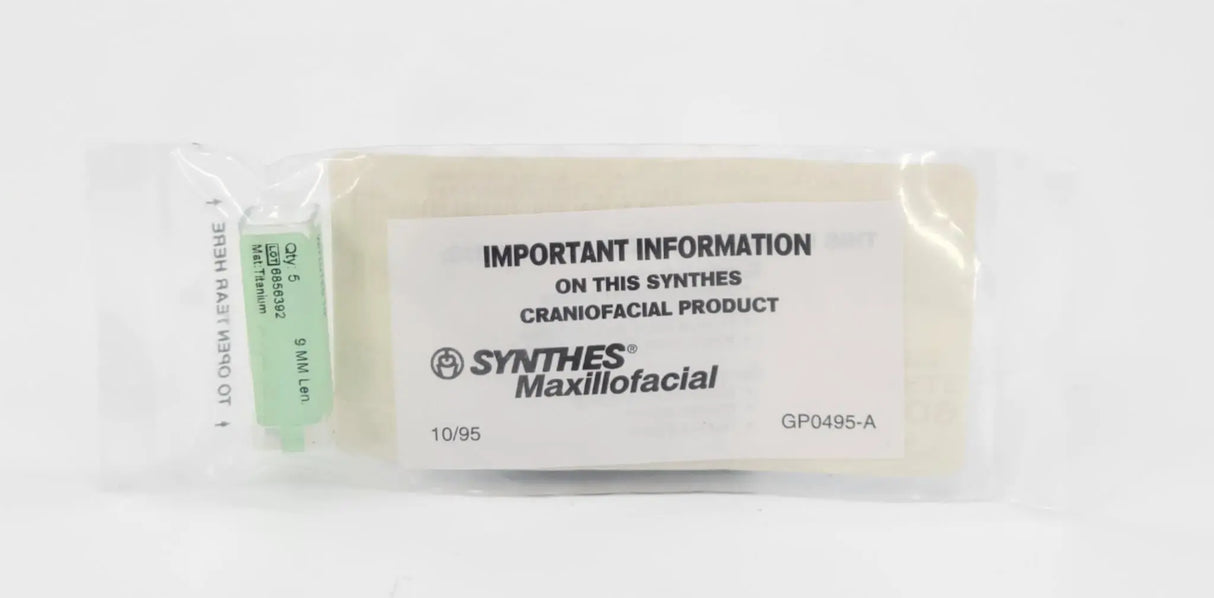 Synthes 400.609 1.2mm TI Emergency Screw w/Fluted Tip 9mm 5 PK Synthes